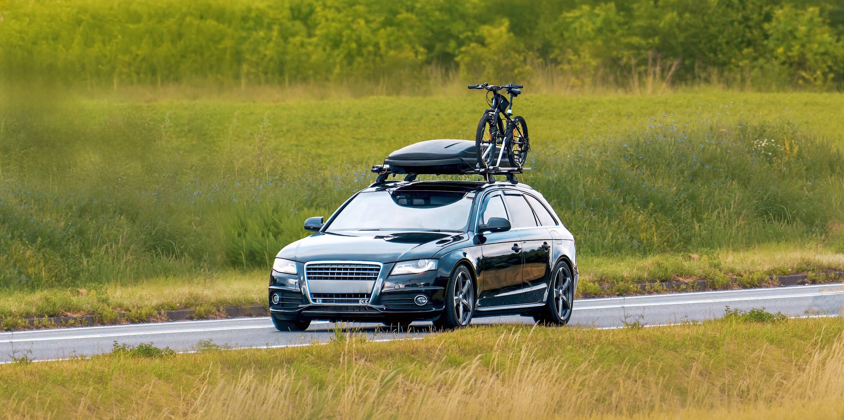 GSF roof bar with car box and bike
