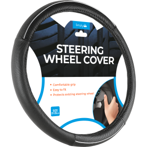 Smart Black & Silver Steering Wheel Cover