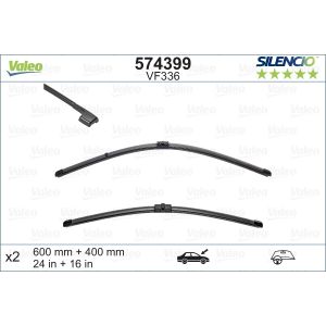 Wiper Blade - Flat Blade Set With Spoiler 600mm/24In & 400mm/16In