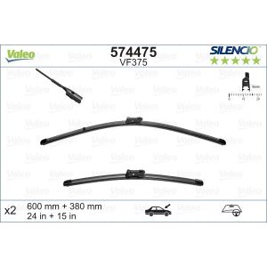 Wiper Blade - Silencio Flat Blade Set With Spoiler 600mm/24In & 380mm/15In