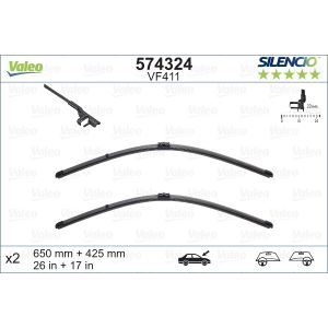 Wiper Blade - Silencio Flat Blade Set With Spoiler 650mm/26In & 420mm/17In