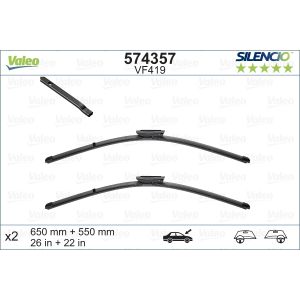 Wiper Blade - Silencio Flat Blade Set With Spoiler 650mm/26In & 550mm/22In