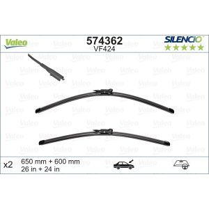 Wiper Blade - Silencio Flat Blade Set With Spoiler 650mm/26In & 600mm/24In