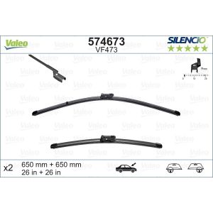 Wiper Blade - Silencio Flat Blade Set With Spoiler 650mm/26In & 650mm/26In