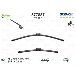 Wiper Blade - Silencio Flat Blade Set With Spoiler 750mm/30In & 700mm/28In