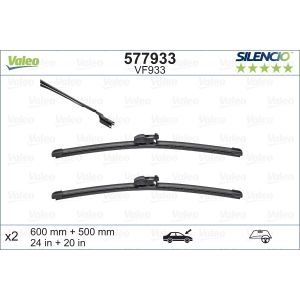 Wiper Blade - Silencio Flat Blade Set With Spoiler 600mm/24In & 500mm/20In