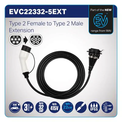 EVCS accessoire Câble M3T2/T2 32A 3P 5m • XEV423